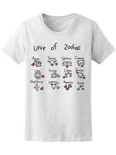 Foto 1 | Playera Smartprintsink color Blanco para Mujer Signos Zodiacales