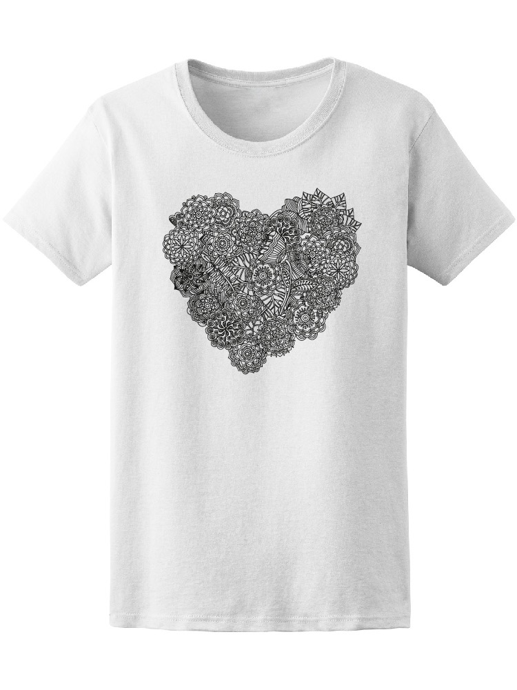 Playera Smartprintsink para Mujer Diseño Vintage Corazón Hecho de Mandalas