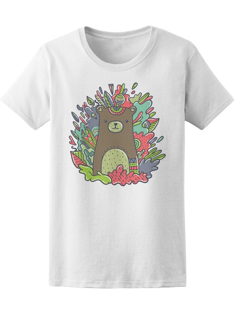 Playera Mujer Ilustracion Oso Espiritual con Naturaleza Smartprintsink Blanco