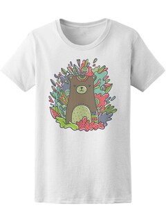 Foto 1 | Playera Mujer Ilustracion Oso Espiritual con Naturaleza Smartprintsink Blanco