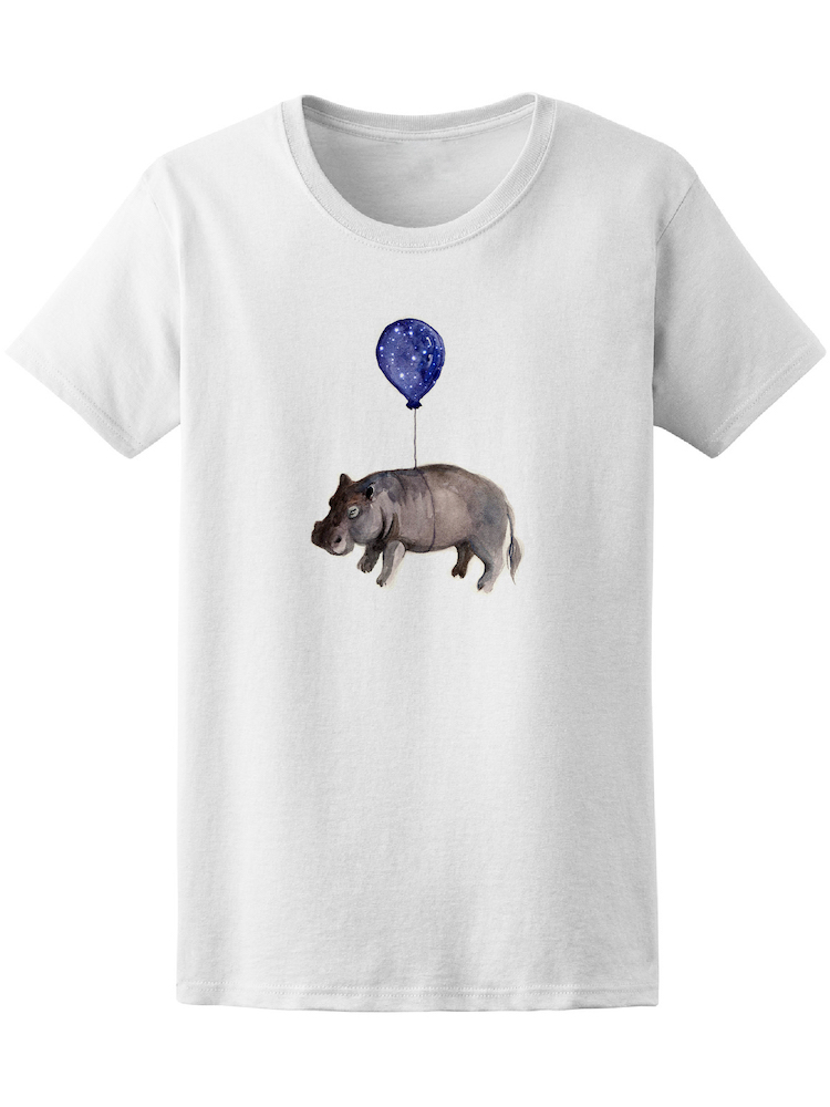 Foto 2 pulgar | Playera Smartprintsink color Blanco para Mujer Bebé Hipopótamo con Globo