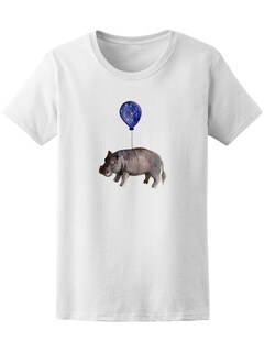 Foto 1 | Playera Smartprintsink color Blanco para Mujer Bebé Hipopótamo con Globo