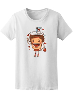 Foto 1 | Playera Mujer Ilustracion Personaje Cartoon Vaso para Bebida Smartprintsink Blanco