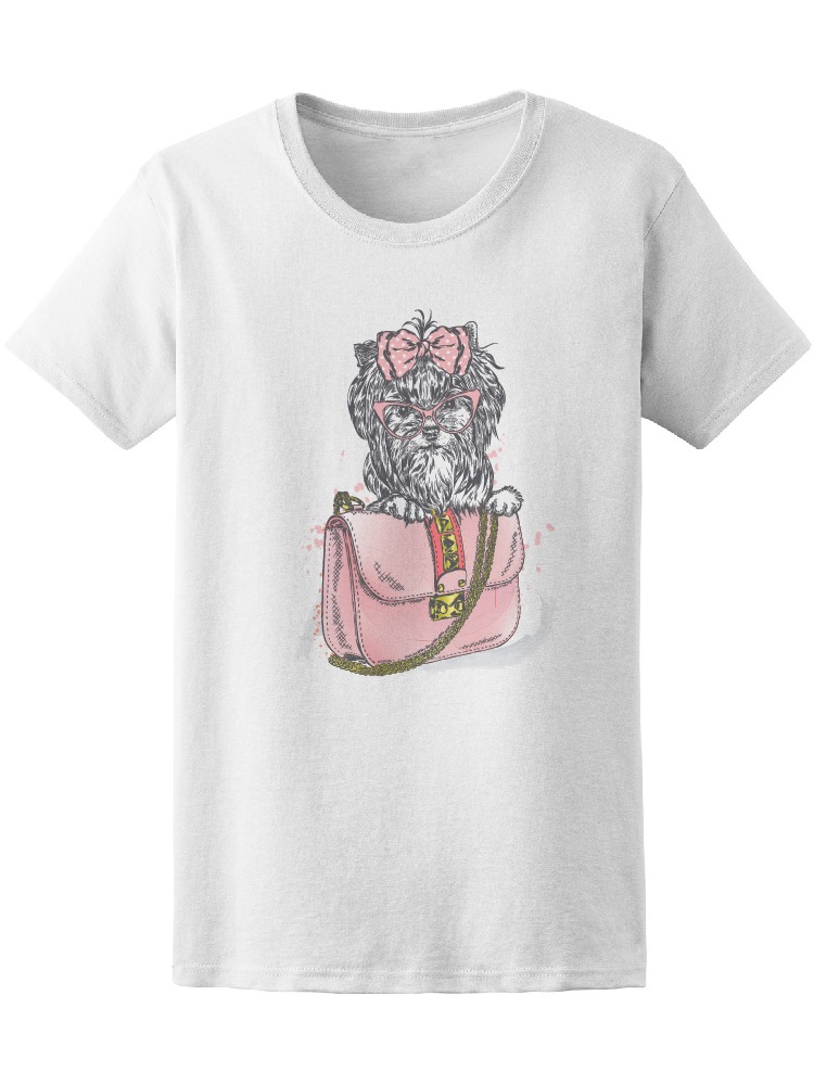 Foto 2 pulgar | Playera SmartPrintsInk para Mujer Yorkie Terrier en Bolso de Mano