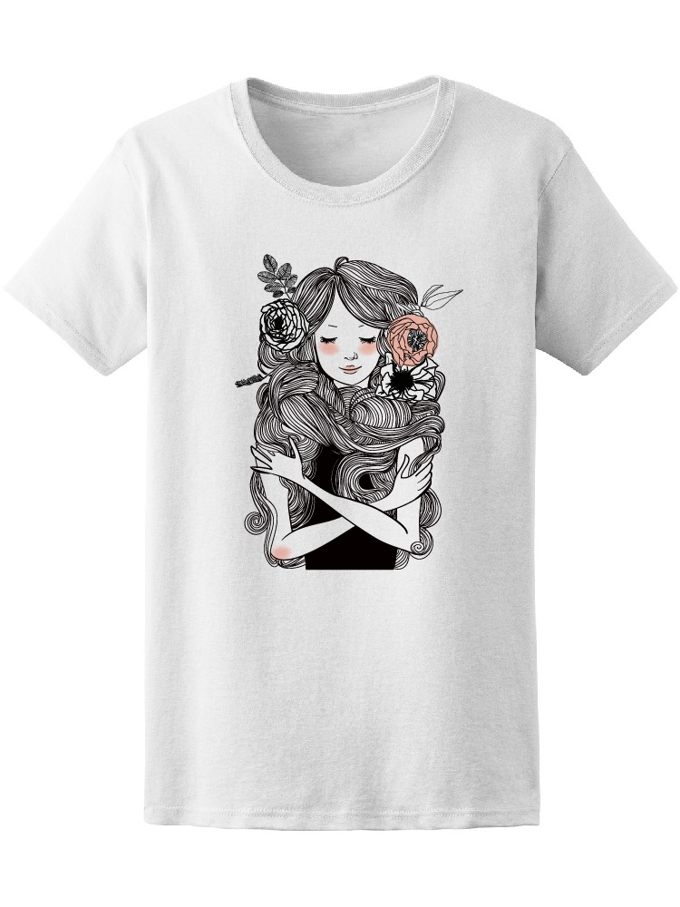 Foto 2 pulgar | Playera Smartprintsink color Blanco para Mujer Chica con Flores en Cabello