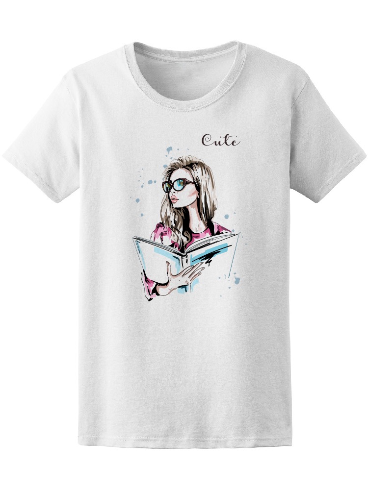 Foto 2 pulgar | Playera Smartprintsink para Mujer Diseño Chica Leyendo con Lentes