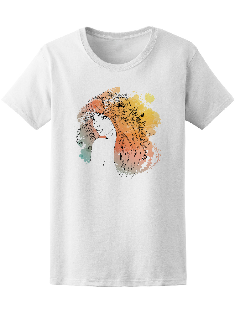 Foto 2 pulgar | Playera Smartprintsink Mujer Chica con Acuarelas Naranjas