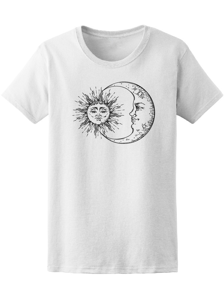 Foto 2 pulgar | Playera Smartprintsink Mujer Luna y Sol/ Arte Blanco y Negro