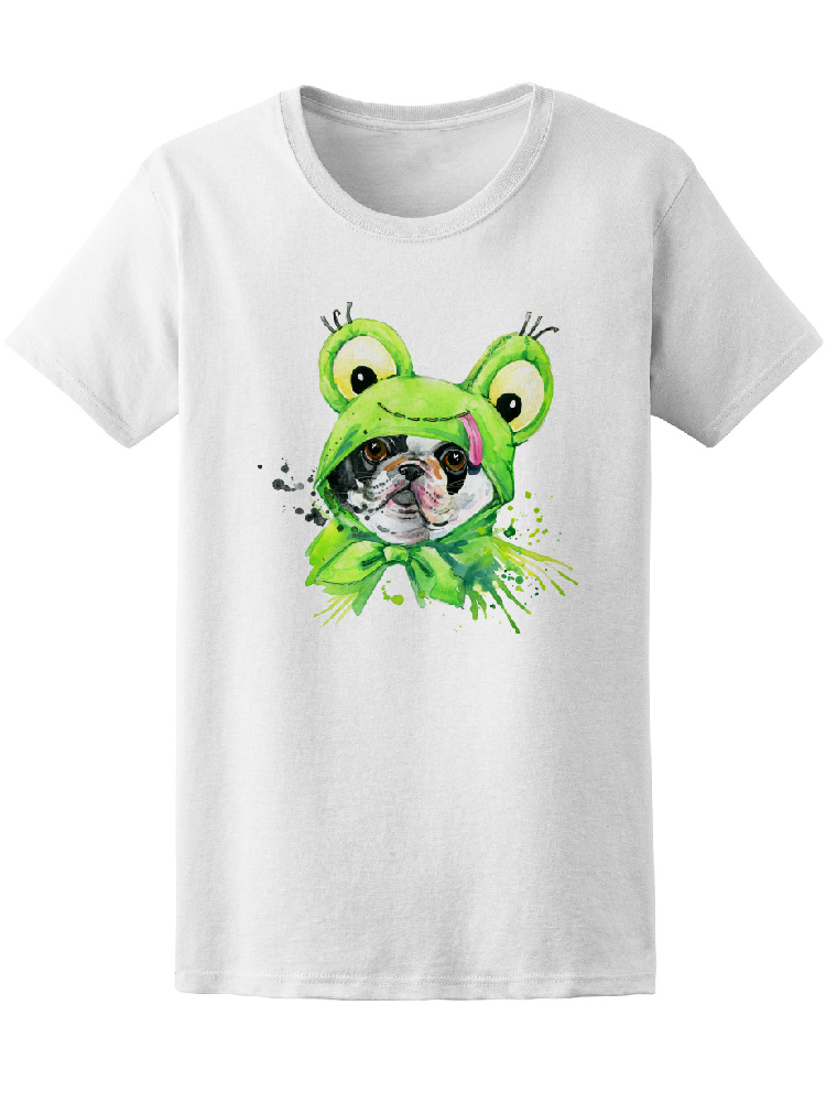 Foto 2 pulgar | Playera SmartPrintsInk para Mujer Arte en Acuarelas de Perro con Impermeable de Rana