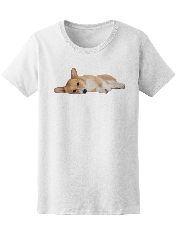 Playera Smartprintsink para Mujer Diseño Retrato Corgi Recostado