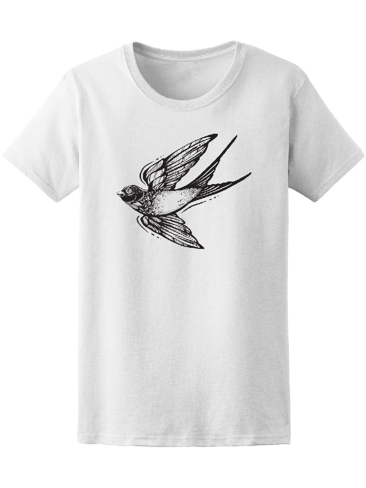Foto 2 pulgar | Playera SmartPrintsInk para Mujer Ilustración Blanco y Negro de Golondrina