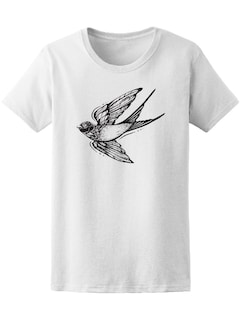 Foto 1 | Playera SmartPrintsInk para Mujer Ilustración Blanco y Negro de Golondrina