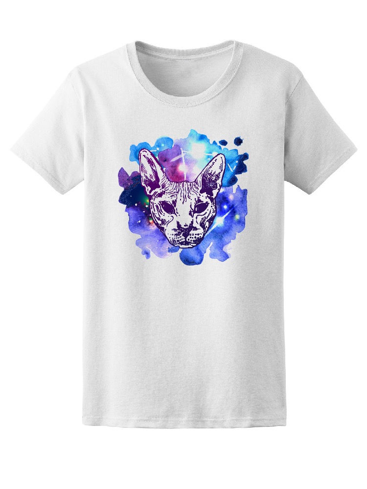 Foto 2 pulgar | Playera SmartPrintsInk para Mujer con Diseño Gato Esfinge sobre Nebulosa