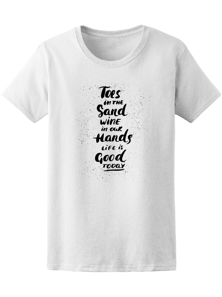 Foto 2 pulgar | Playera Smartprintsink para Mujer Pies En La Arena, Vino En La Mano, La Vida Es Buena