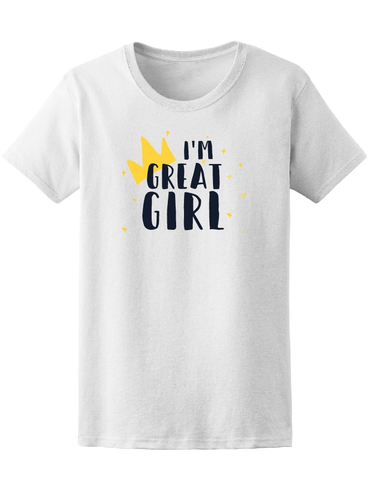 Playera Smartprintsink Mujer Soy Una Gran Chica/ Blanco y Negro con Corona Dorada