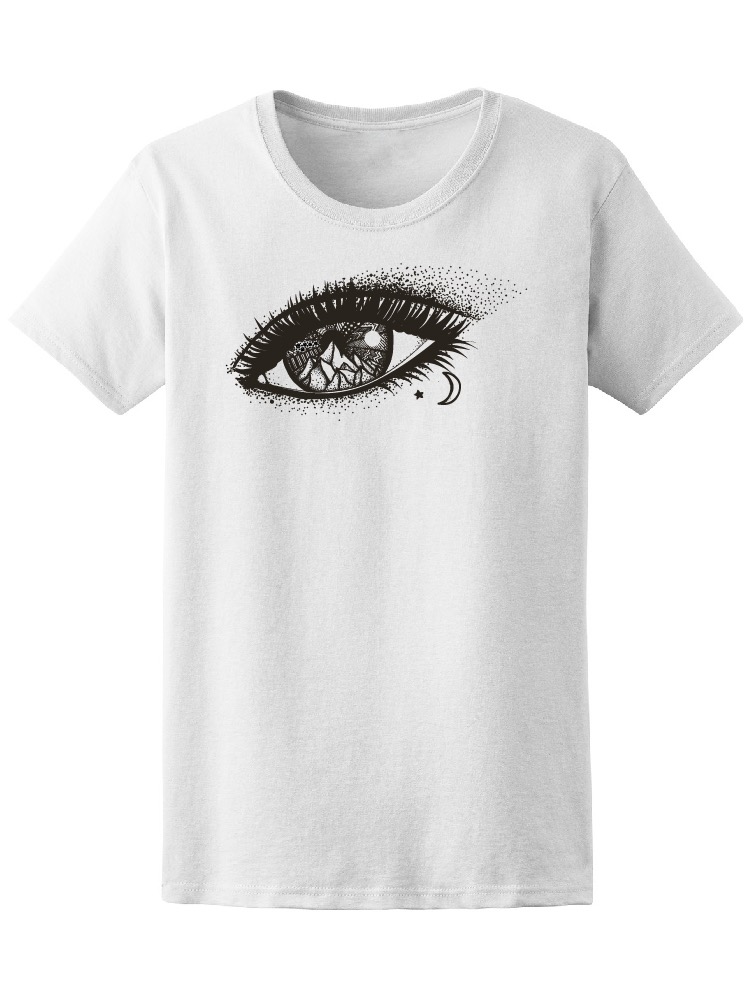 Foto 2 pulgar | Playera SmartPrintsInk para Mujer Ilustración Ojo con Montaña y Luna