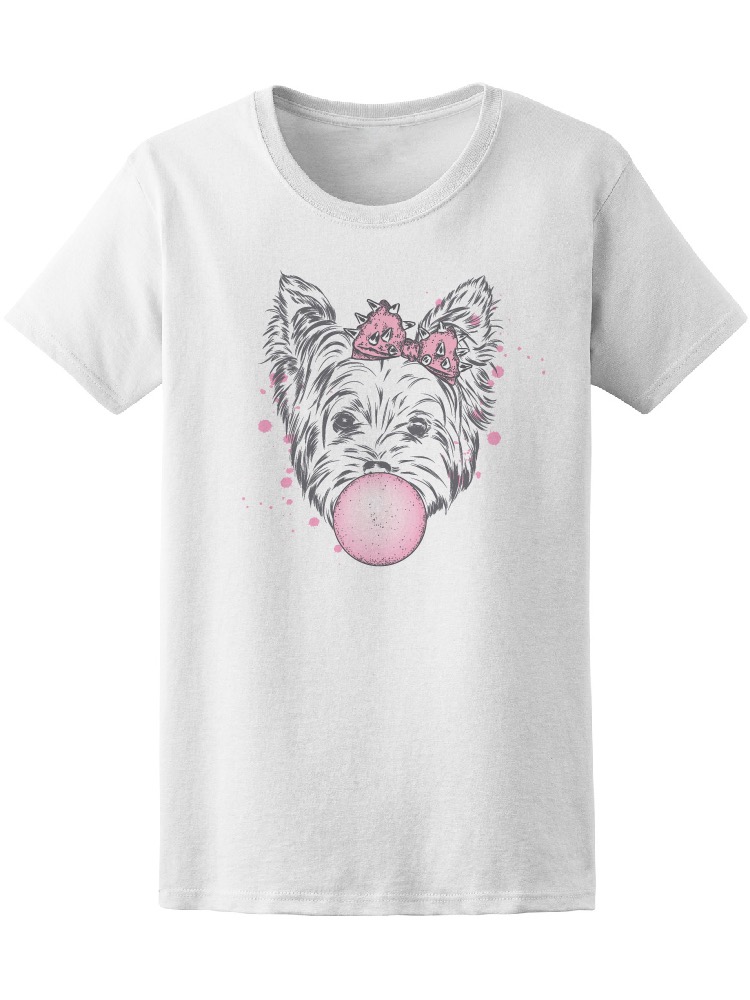 Foto 2 pulgar | Playera Smartprintsink para Mujer Diseño Yorkshire Terrier con Moño y Chicle
