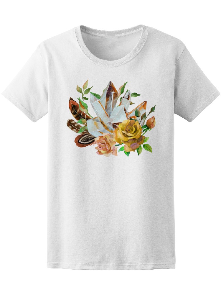 Foto 2 pulgar | Playera Smartprintsink para Mujer Diseño Cuarzos con Rosas y Plumas