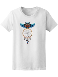 Foto 1 | Playera Smartprintsink color Blanco Mujer Búho con Atrapasueños