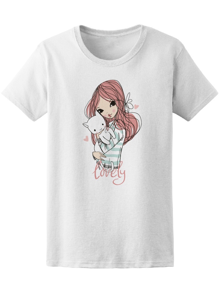 Foto 2 pulgar | Playera Smartprintsink Mujer Ilustración Chica con Gato