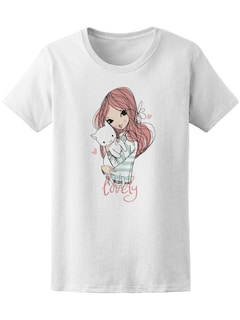 Foto 1 | Playera Smartprintsink Mujer Ilustración Chica con Gato