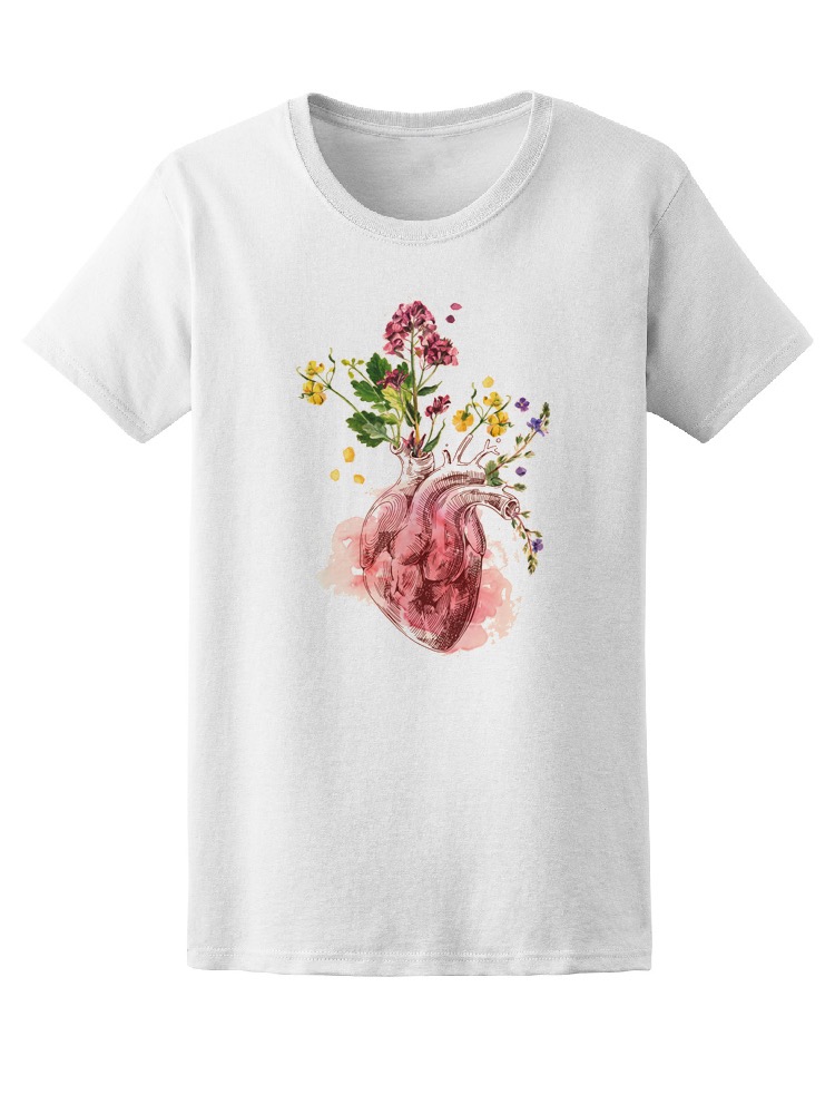 Playera Smartprintsink para Mujer Diseño Corazón Realista con Flores