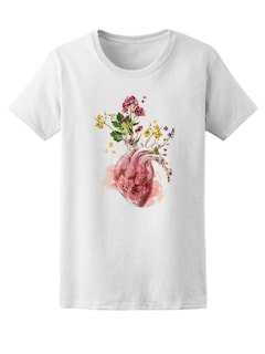Foto 1 | Playera Smartprintsink para Mujer Diseño Corazón Realista con Flores