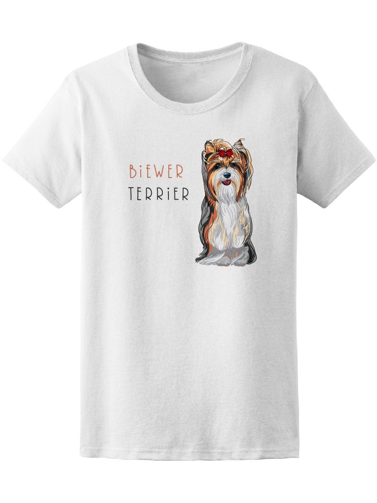 Playera SmartPrintsInk para Mujer Ilustración de Terrier Biewer