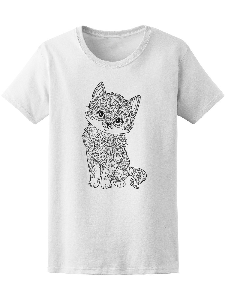 Foto 2 pulgar | Playera Smartprintsink color Blanco para Mujer Gato con Mandala