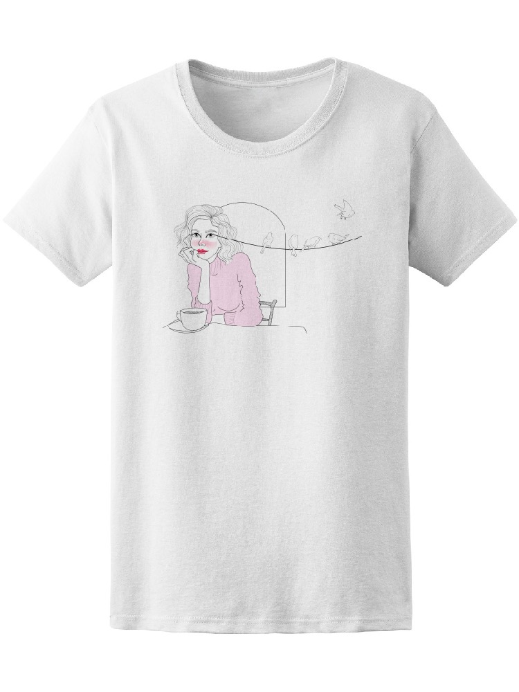 Foto 2 pulgar | Playera Smartprintsink Mujer Mujer Con Delineador Y Aves
