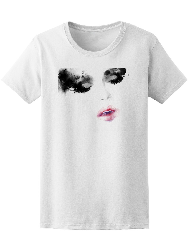 Foto 2 pulgar | Playera Smartprintsink color Blanco para Mujer Rostro con Maquillaje en Acuarelas