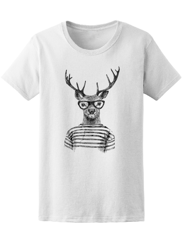 Playera para Mujer Smartprintsink color Blanco Estampado Reno Hipster