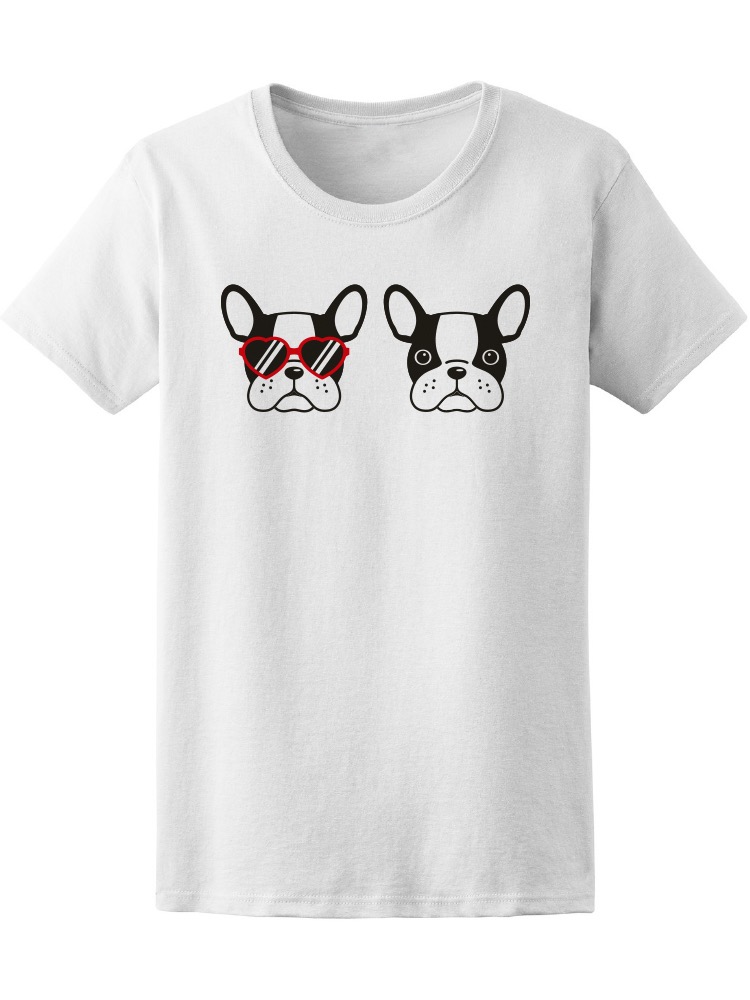 Foto 2 pulgar | Playera SmartPrintsInk para Mujer Diseño Pareja de Bulldogs Franceses