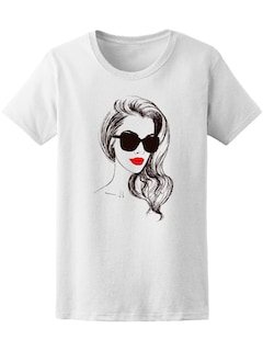 Foto 1 | Playera Smartprintsink color Blanco Mujer Chica con Lentes de Sol Labial Rojo