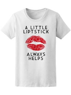 Foto 1 | Playera Smartprintsink color Blanco Mujer un Poco de Lipstick Siempre Ayuda