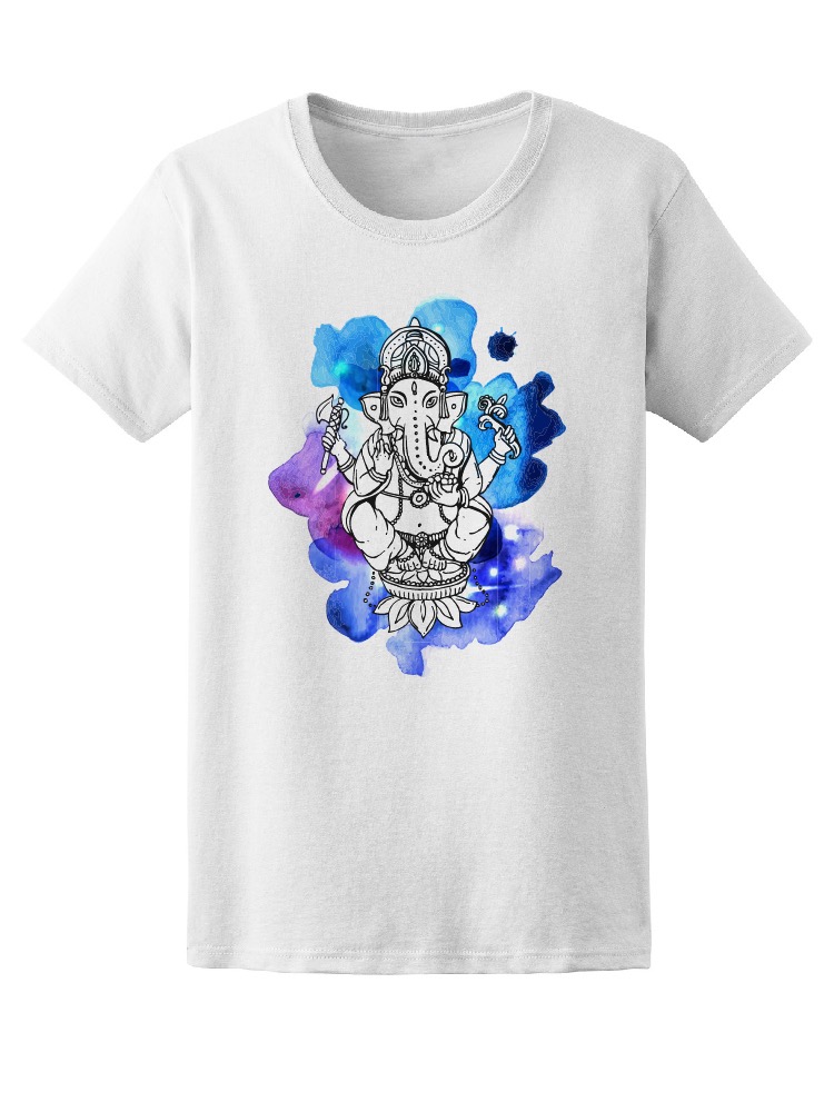 Playera SmartPrintsInk para Mujer con Ilustración Ganesha en Acuarelas