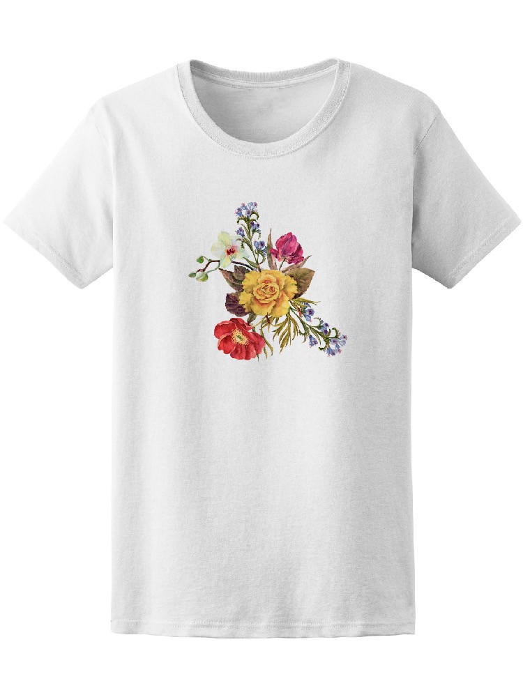 Playera SmartPrintsInk para Mujer Estilo Vintage Bouquet de Flores