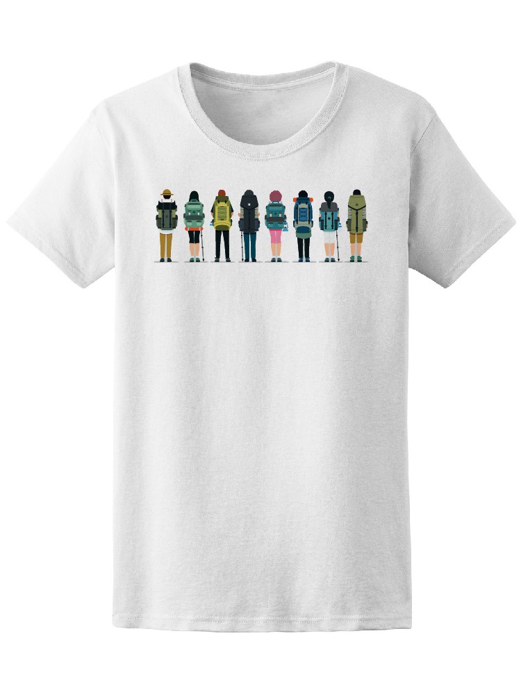 Playera Smartprintsink para Mujer Diseño Senderistas con Mochilas