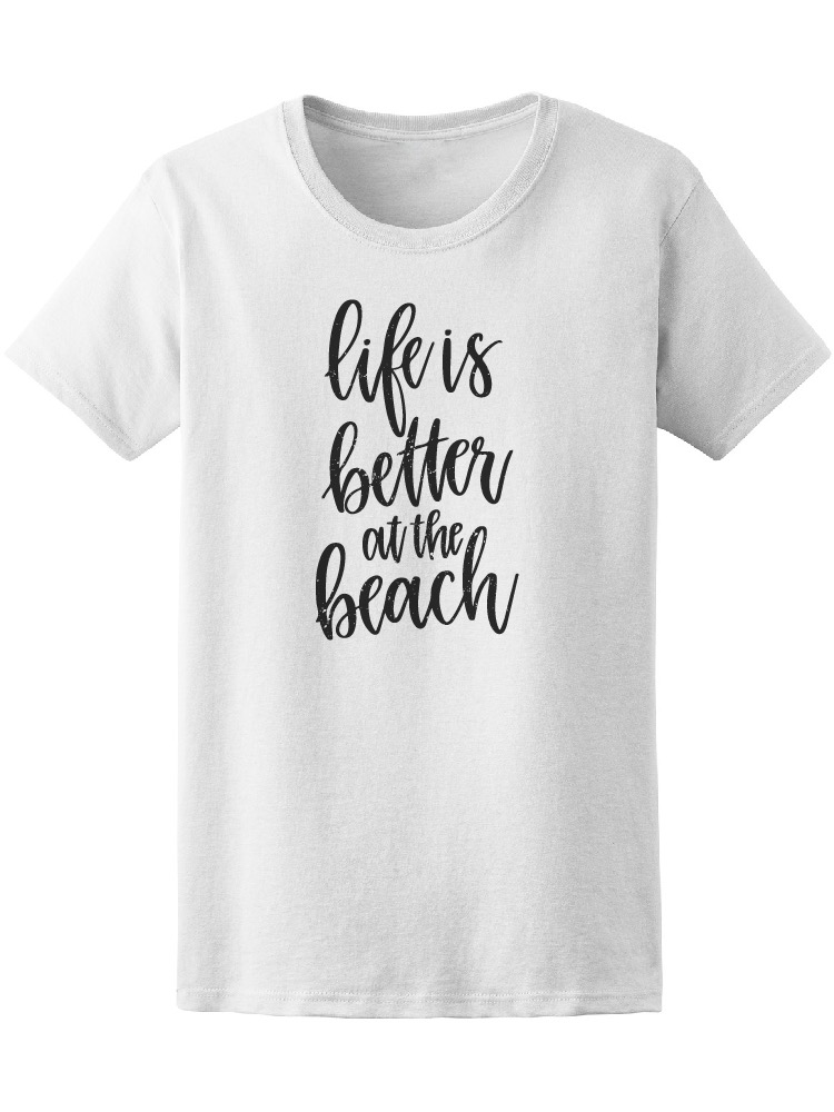 Foto 2 pulgar | Playera Smartprintsink Mujer La Vida Es Mejor En La Playa/ Banner Blanco y Negro