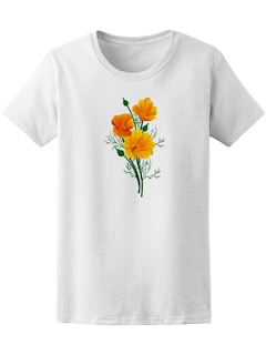 Foto 1 | Playera SmartPrintsInk para Mujer Estilo Vintage con Flores de Viento Naranja