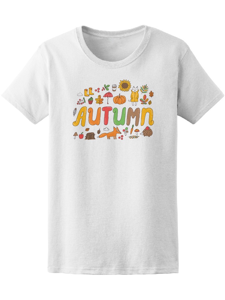 Foto 2 pulgar | Playera Smartprintsink color Blanco para Mujer Ilustración Cosas de Otoño