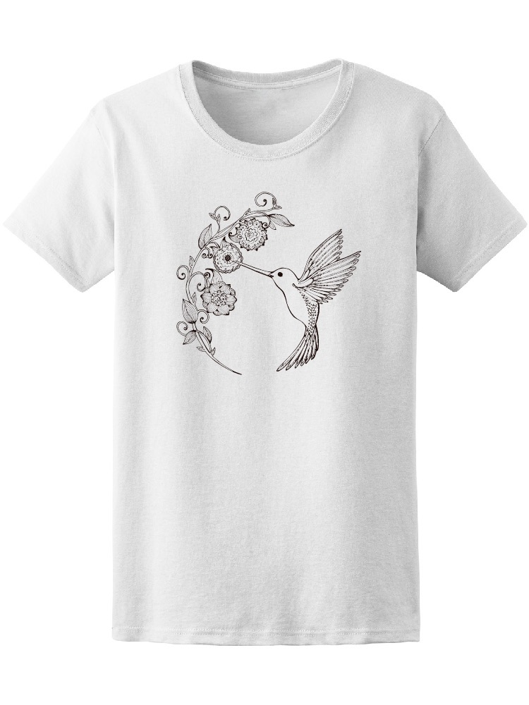 Foto 2 pulgar | Playera Smartprintsink color Blanco para Mujer Colibrí con Flores