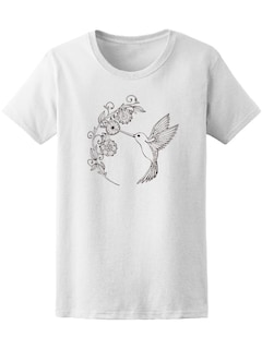 Foto 1 | Playera Smartprintsink color Blanco para Mujer Colibrí con Flores