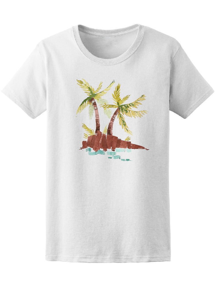 Foto 2 pulgar | Playera Smartprintsink Mujer Isla con Palmeras/ Acuarelas