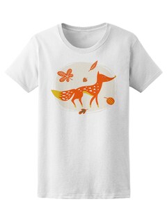 Foto 1 | Playera SmartPrintsInk para Mujer Ilustración de Zorro con Objetos de Otoño