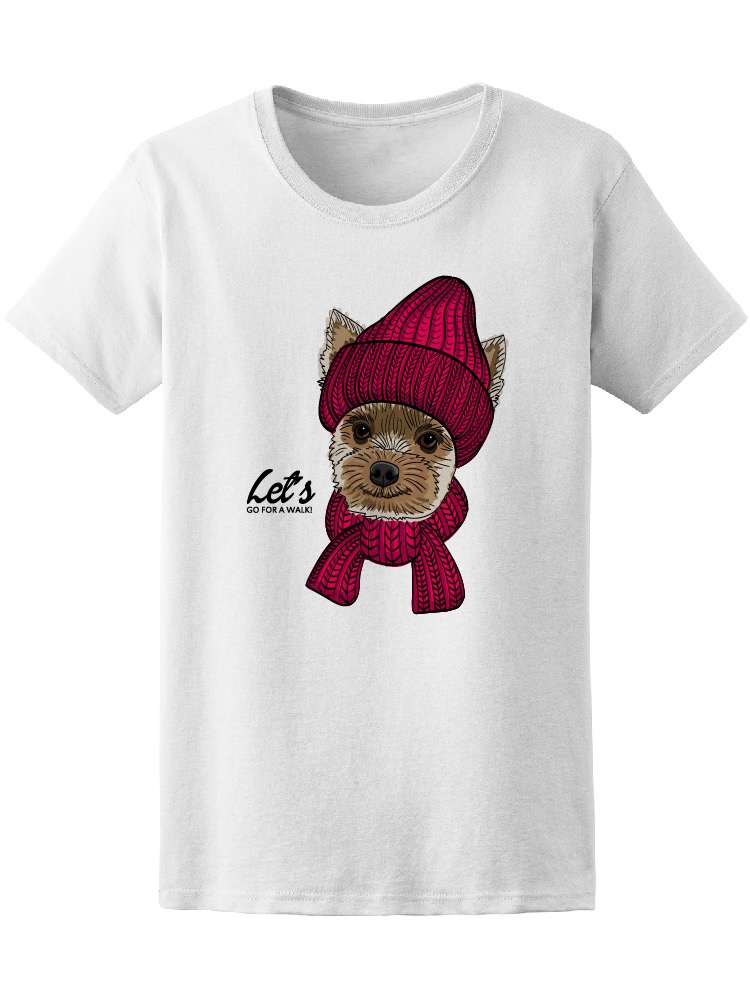 Foto 2 pulgar | Playera Smartprintsink para Mujer Diseño Yorkie con Gorrito