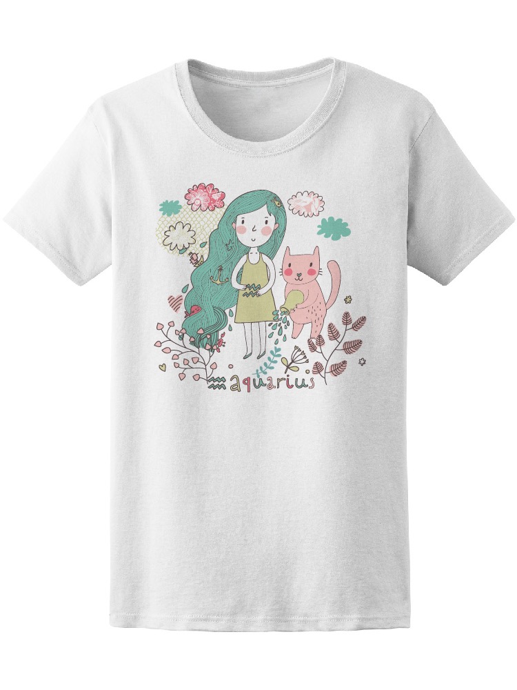 Foto 2 pulgar | Playera Smartprintsink color Blanco para Mujer Niña Signo Acuario