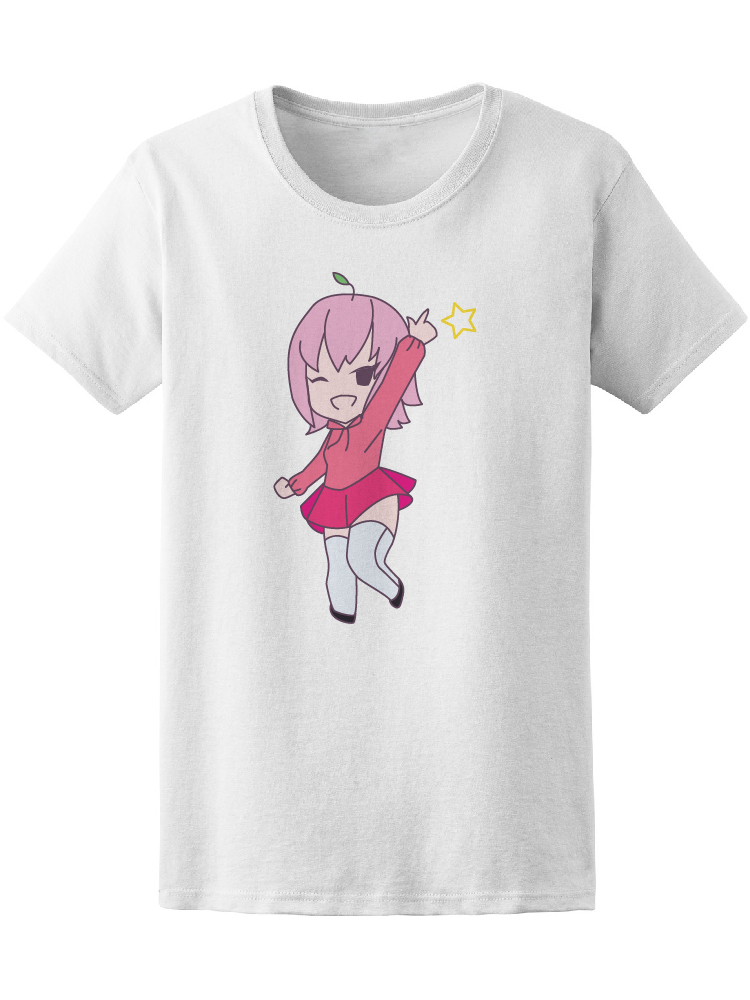 Foto 2 pulgar | Playera Mujer Ilustracion Chica Kawaii con Estrella Smartprintsink Blanco