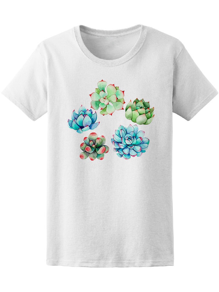 Foto 2 pulgar | Playera SmartPrintsInk para Mujer con Ilustración a Color Tipos de Suculentas