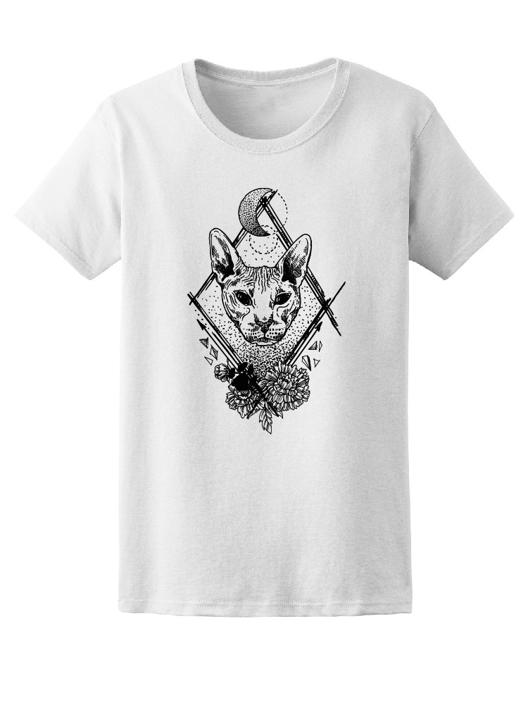 Foto 2 pulgar | Playera Smartprintsink para Mujer Diseño Gato Esfinge con Flores
